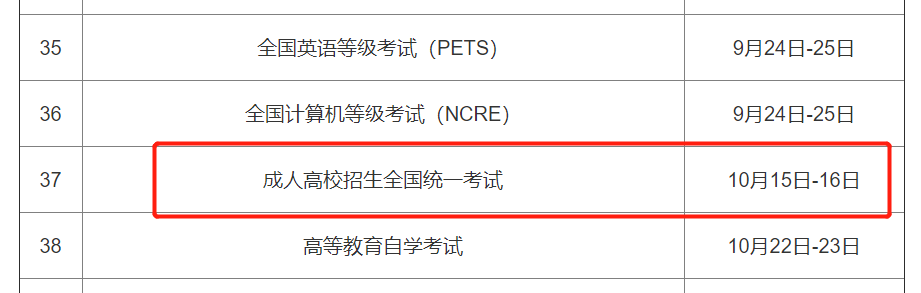 2022年凯里成人高考考试时间