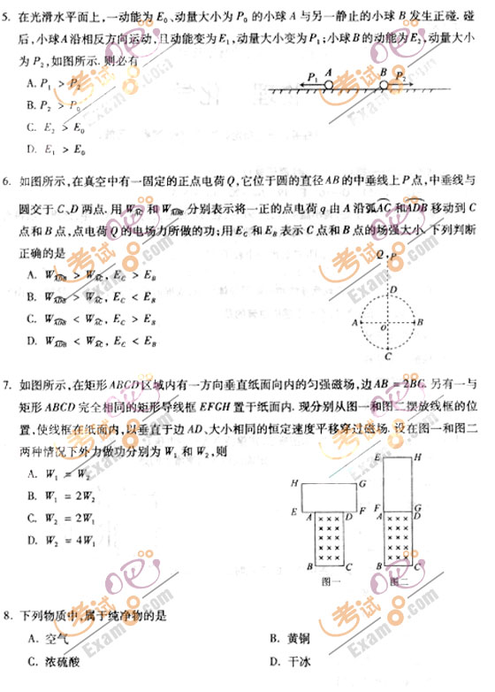 2010成人高考高起点物理化学试题及答案